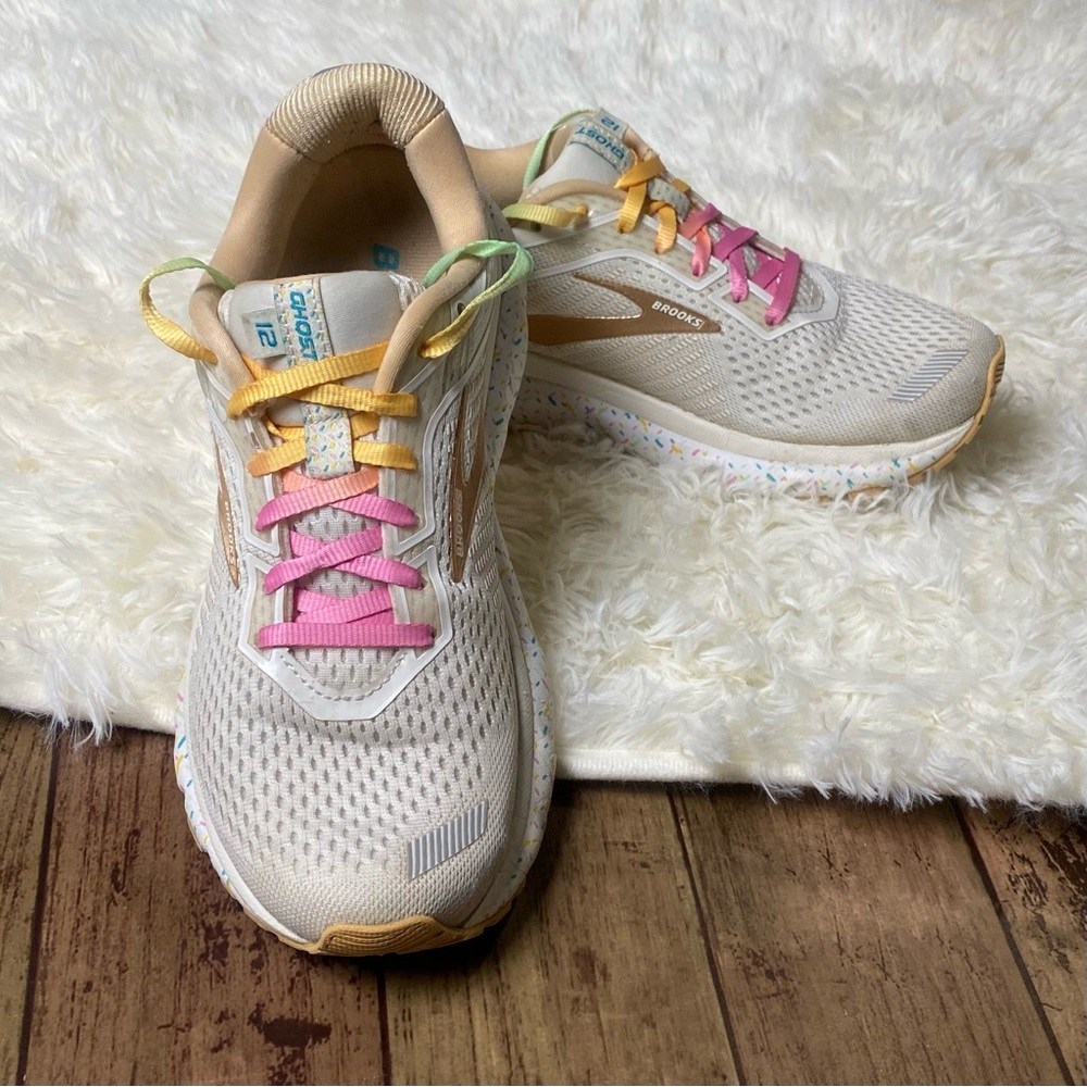 Women’s Brooks Ghost Running Shoes White Vanilla Sprinkles Limited Edition Used